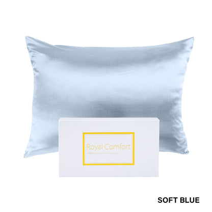 Royal Comfort Pure Silk Pillow Case 100% Mulberry Silk Hypoallergenic Pillowcase - Soft Blue-Pillowcases-PEROZ Accessories