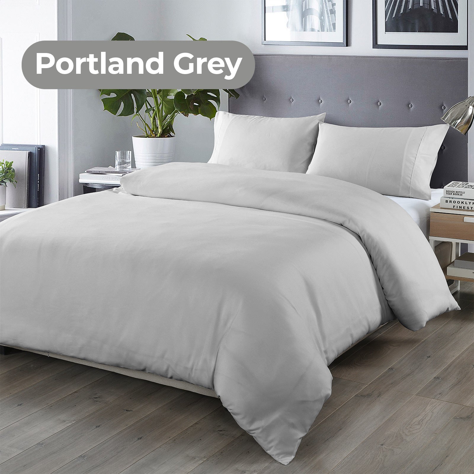 Royal Comfort Bamboo Blended Quilt Cover Set 1000TC Ultra Soft Luxury Bedding - Queen - Portland Grey-Home &amp; Garden &gt; Bedding-PEROZ Accessories