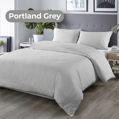 Royal Comfort Bamboo Blended Quilt Cover Set 1000TC Ultra Soft Luxury Bedding - Queen - Portland Grey-Home &amp; Garden &gt; Bedding-PEROZ Accessories