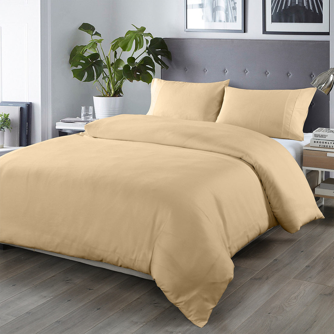 Royal Comfort Bamboo Blended Quilt Cover Set 1000TC Ultra Soft Luxury Bedding - Queen - Oatmeal-Home &amp; Garden &gt; Bedding-PEROZ Accessories