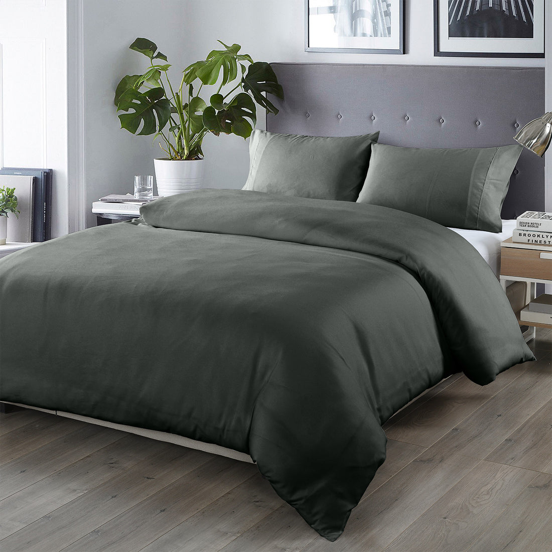 Royal Comfort Bamboo Blended Quilt Cover Set 1000TC Ultra Soft Luxury Bedding - King - Charcoal-Home & Garden > Bedding-PEROZ Accessories