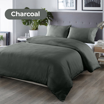 Royal Comfort Bamboo Blended Quilt Cover Set 1000TC Ultra Soft Luxury Bedding - King - Charcoal-Home &amp; Garden &gt; Bedding-PEROZ Accessories