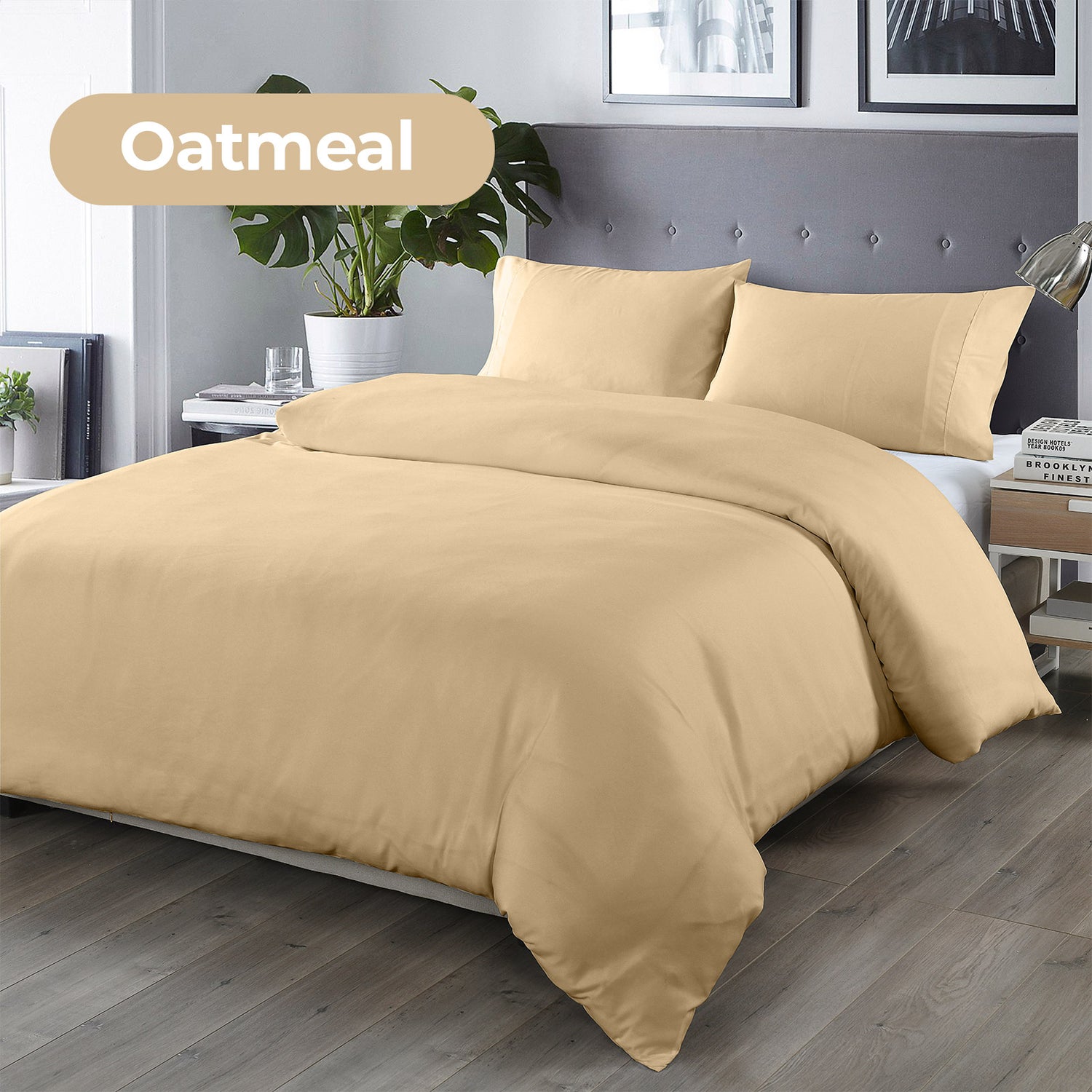 Royal Comfort Bamboo Blended Quilt Cover Set 1000TC Ultra Soft Luxury Bedding - King - Oatmeal-Home &amp; Garden &gt; Bedding-PEROZ Accessories