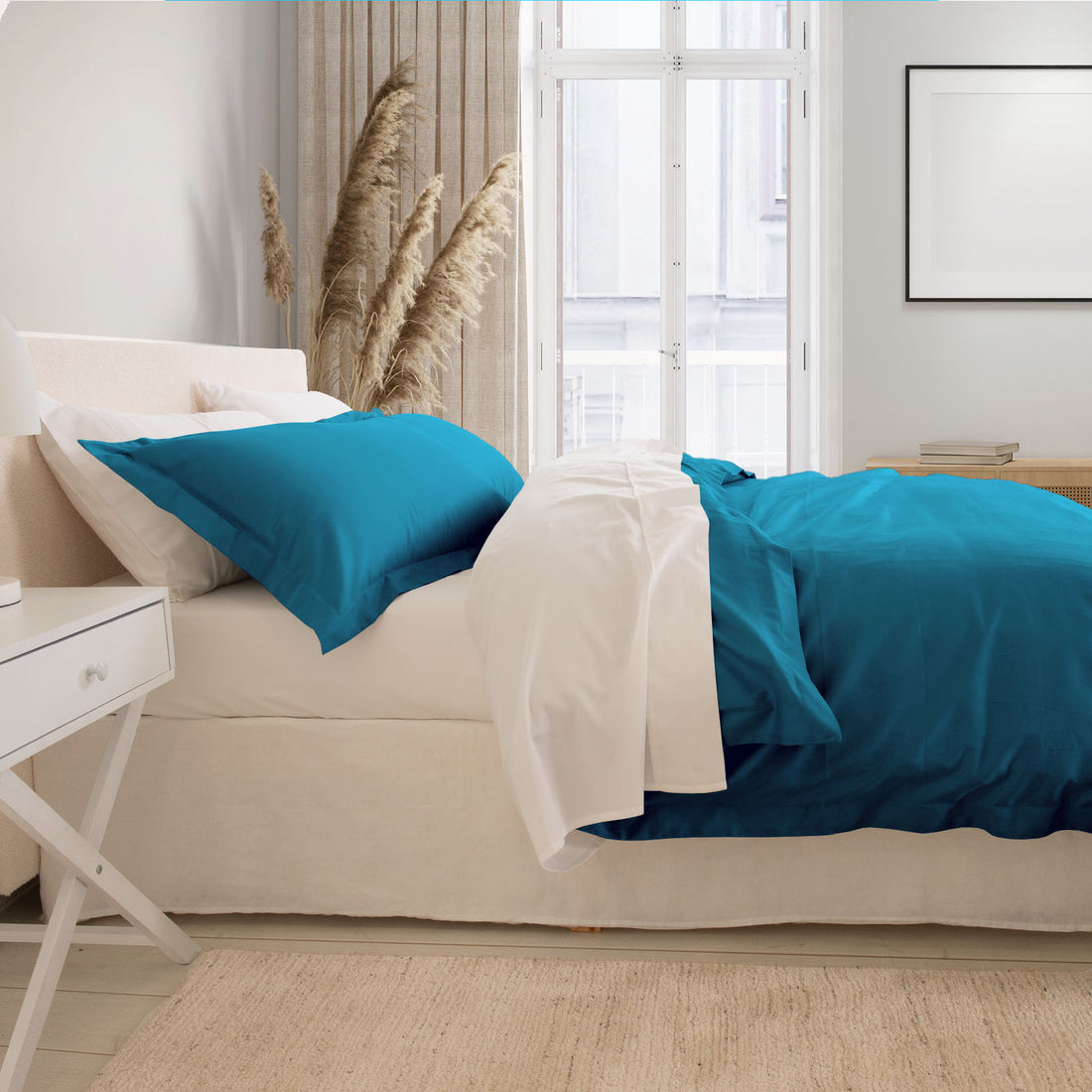 Balmain 1000 Thread Count Hotel Grade Bamboo Cotton Quilt Cover Pillowcases Set - Queen - Mineral Blue-Quilt Covers-PEROZ Accessories