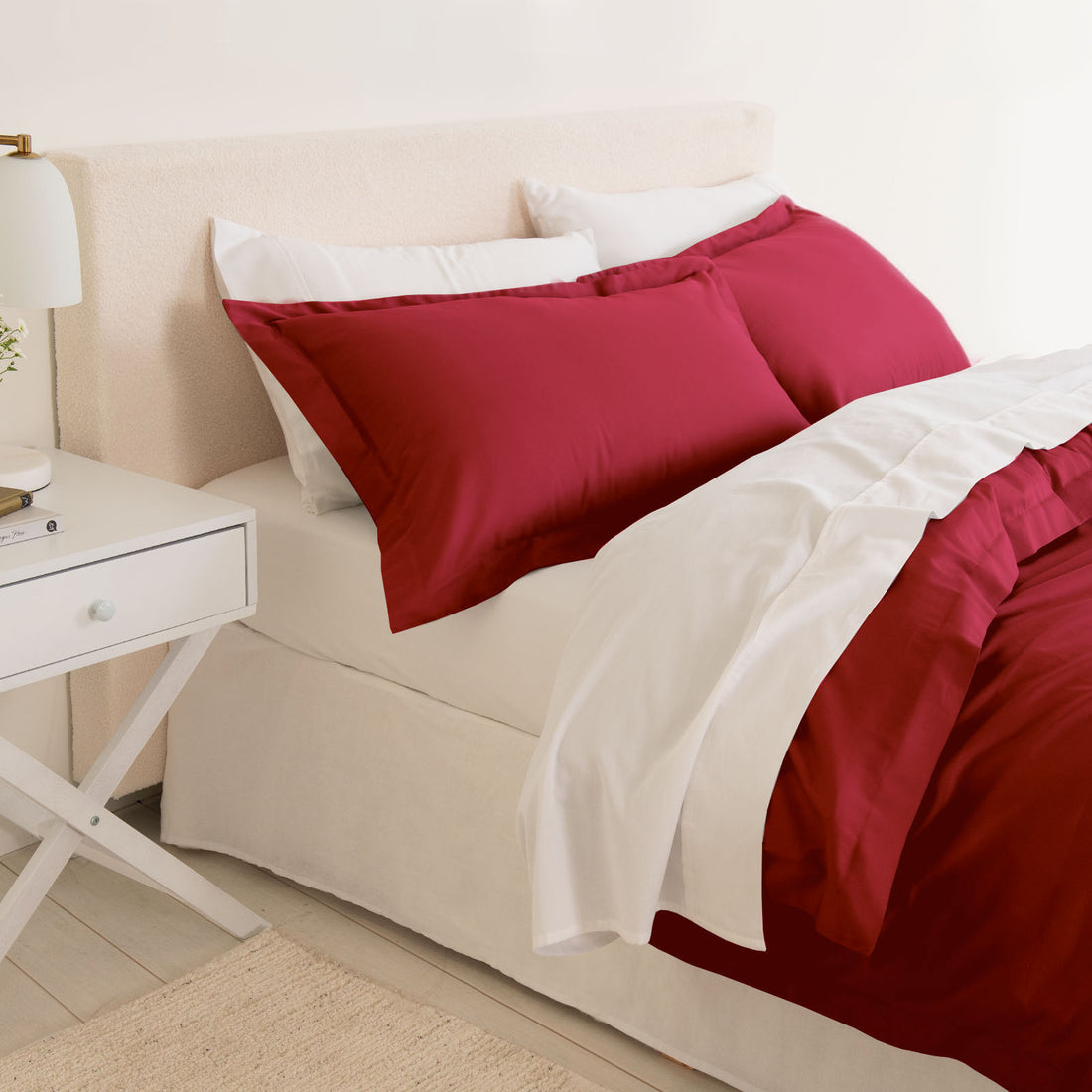 Balmain 1000 Thread Count Hotel Grade Bamboo Cotton Quilt Cover Pillowcases Set - Queen - Bordeaux-Quilt Covers-PEROZ Accessories