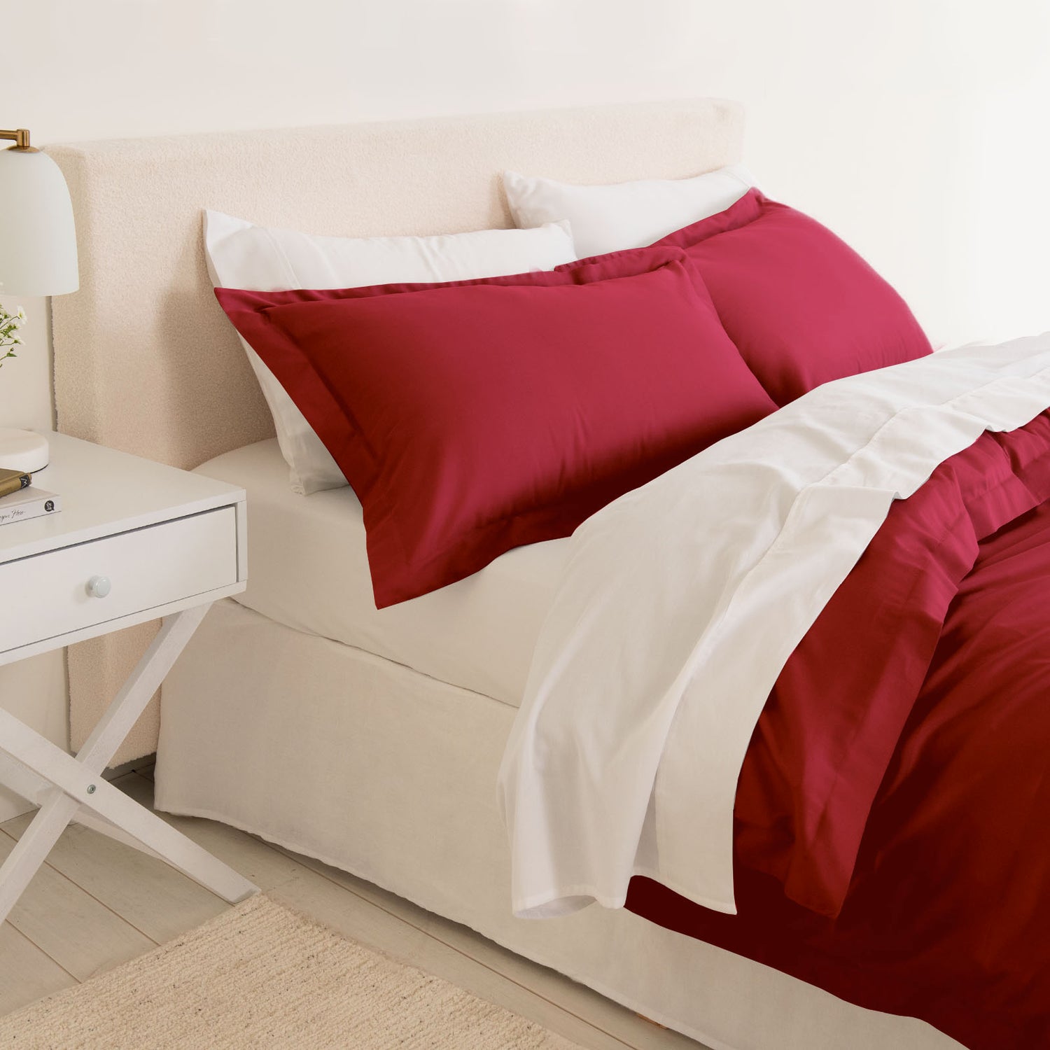 Balmain 1000 Thread Count Hotel Grade Bamboo Cotton Quilt Cover Pillowcases Set - Queen - Bordeaux-Quilt Covers-PEROZ Accessories