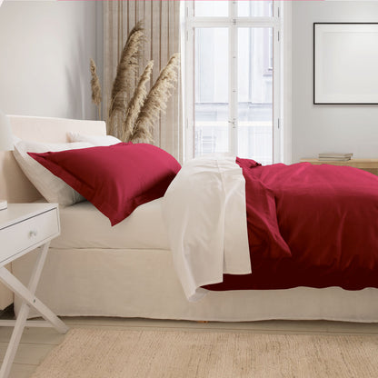 Balmain 1000 Thread Count Hotel Grade Bamboo Cotton Quilt Cover Pillowcases Set - Queen - Bordeaux-Quilt Covers-PEROZ Accessories