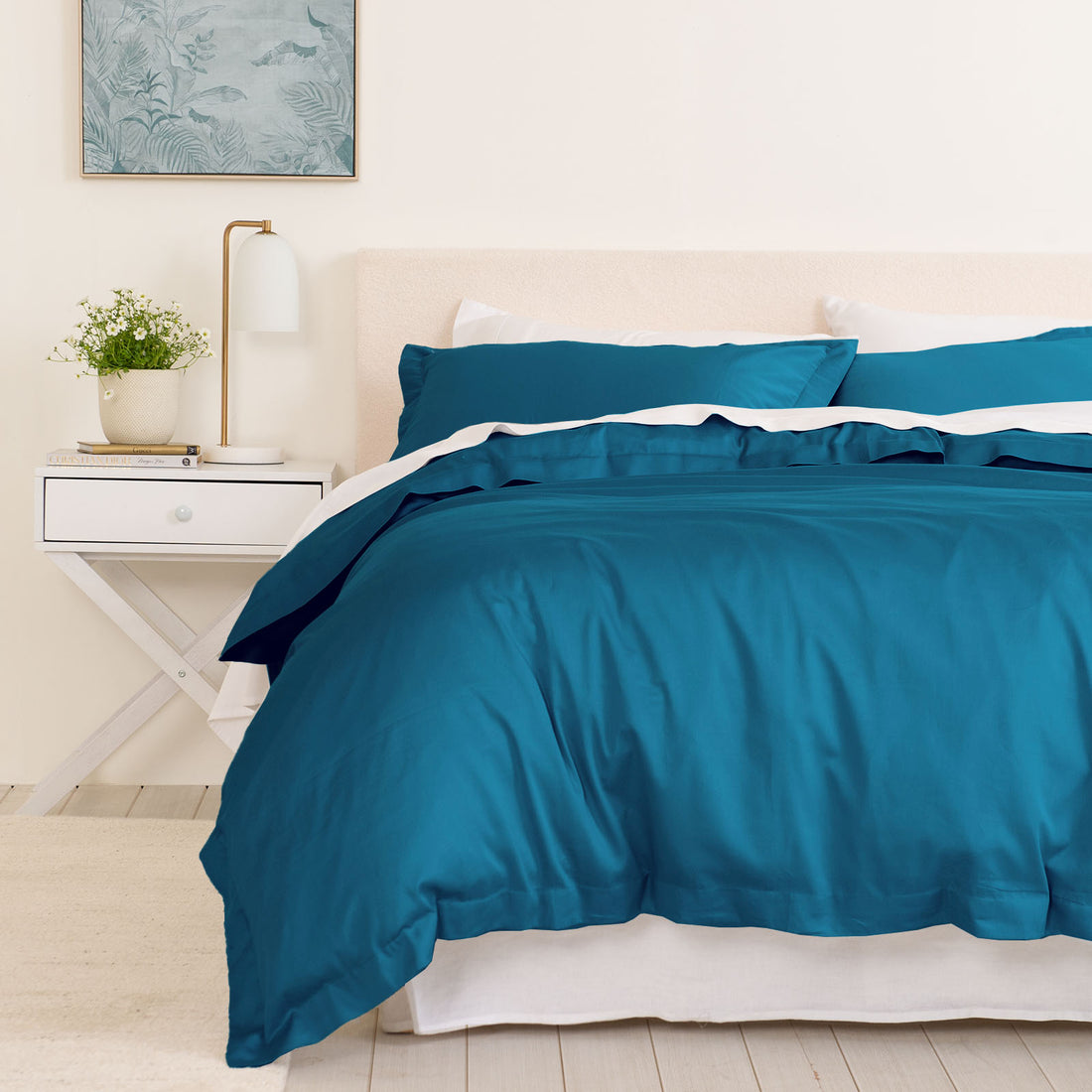Balmain 1000 Thread Count Hotel Grade Bamboo Cotton Quilt Cover Pillowcases Set - King - Mineral Blue-Quilt Covers-PEROZ Accessories