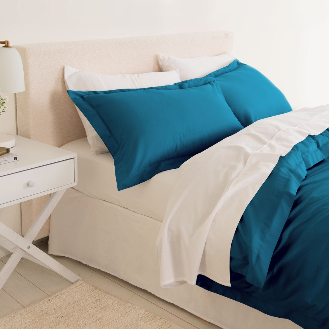 Balmain 1000 Thread Count Hotel Grade Bamboo Cotton Quilt Cover Pillowcases Set - King - Mineral Blue-Quilt Covers-PEROZ Accessories