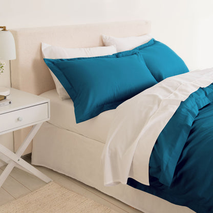 Balmain 1000 Thread Count Hotel Grade Bamboo Cotton Quilt Cover Pillowcases Set - King - Mineral Blue-Quilt Covers-PEROZ Accessories