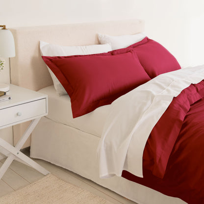 Balmain 1000 Thread Count Hotel Grade Bamboo Cotton Quilt Cover Pillowcases Set - King - Bordeaux-Quilt Covers-PEROZ Accessories