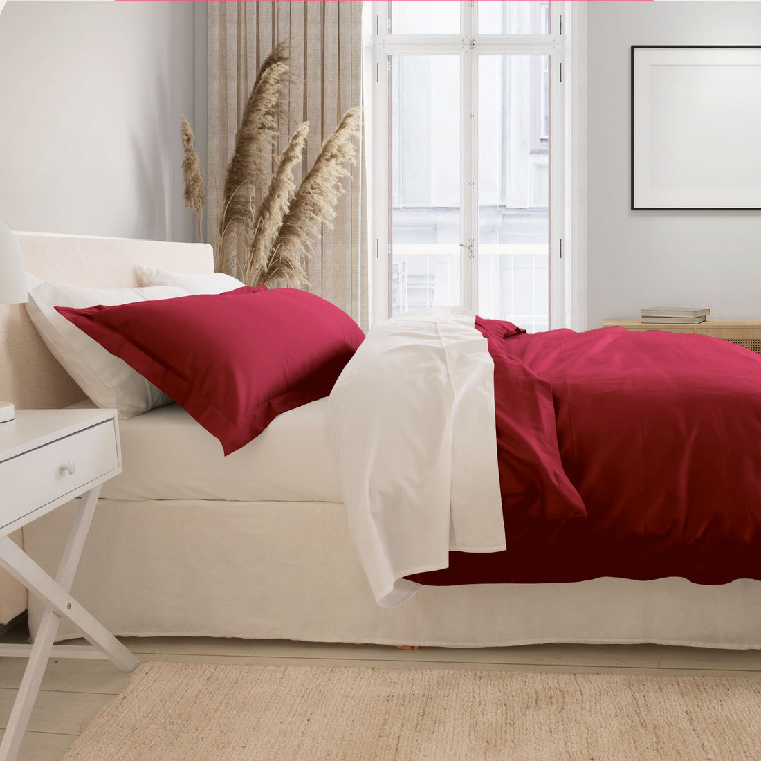 Balmain 1000 Thread Count Hotel Grade Bamboo Cotton Quilt Cover Pillowcases Set - King - Bordeaux-Quilt Covers-PEROZ Accessories