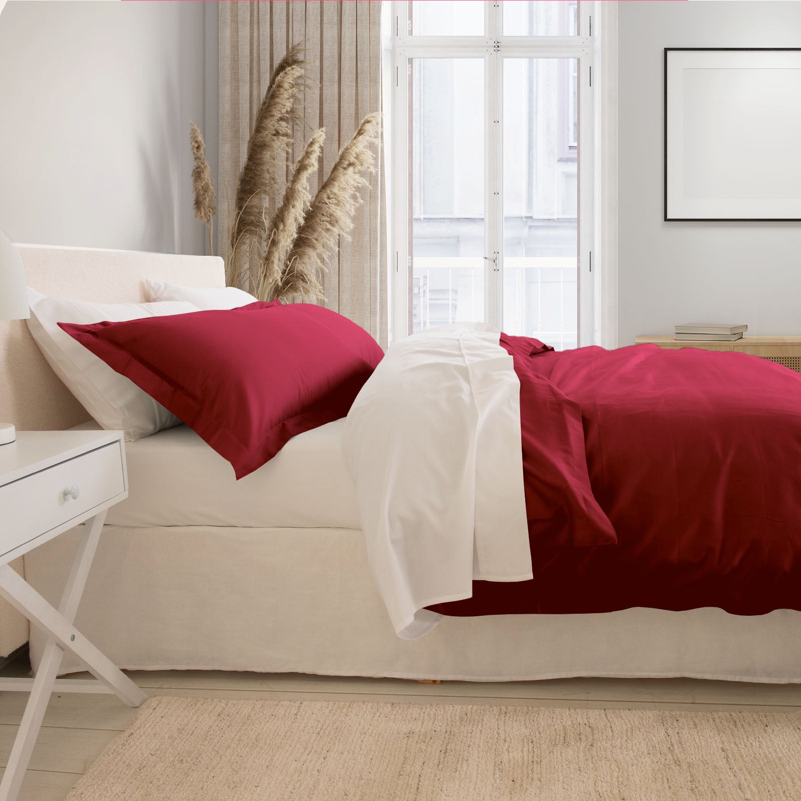 Balmain 1000 Thread Count Hotel Grade Bamboo Cotton Quilt Cover Pillowcases Set - King - Bordeaux-Quilt Covers-PEROZ Accessories