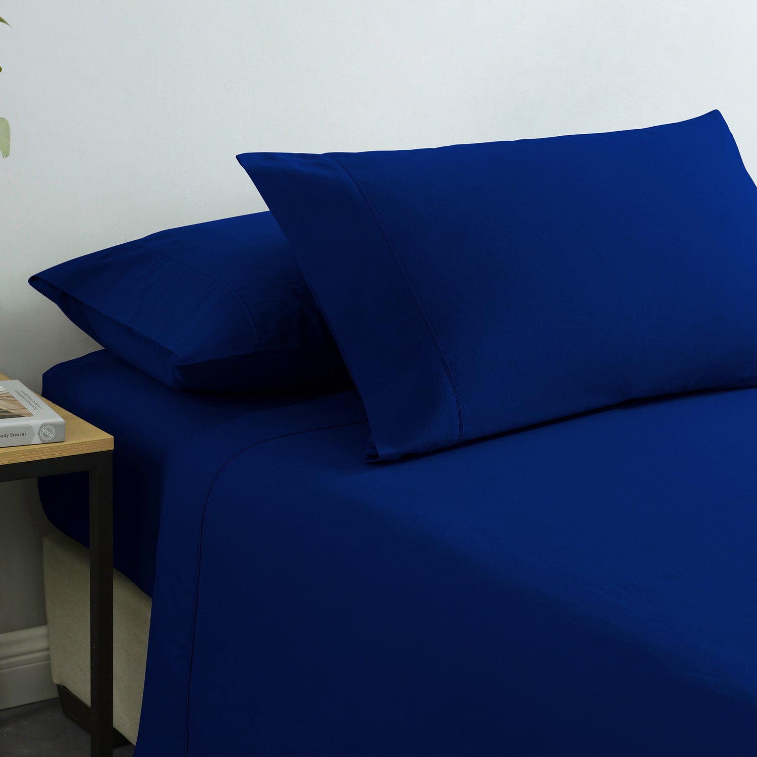 Royal Comfort Vintage Washed 100% Cotton Sheet Set Fitted Flat Sheet Pillowcases - Single - Royal Blue-Home &amp; Garden &gt; Bedding-PEROZ Accessories