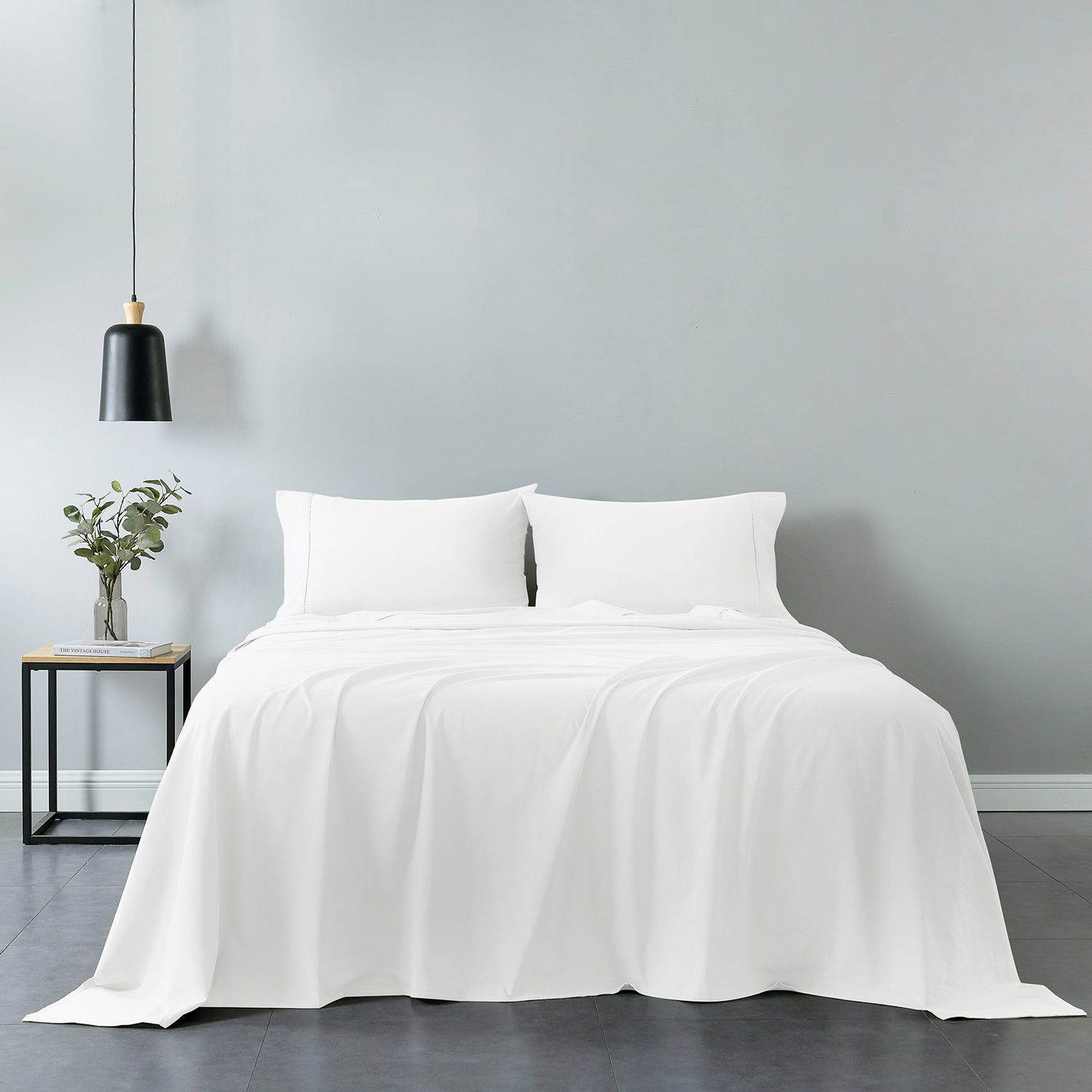 Royal Comfort Vintage Washed 100% Cotton Sheet Set Fitted Flat Sheet Pillowcases - Double - White-Bed Sheets-PEROZ Accessories