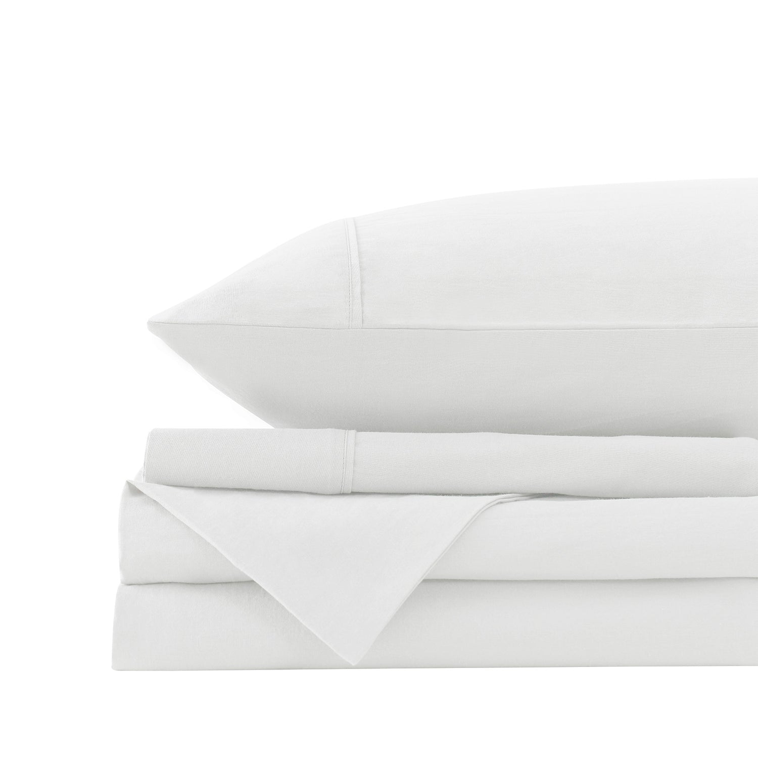 Royal Comfort Vintage Washed 100% Cotton Sheet Set Fitted Flat Sheet Pillowcases - Double - White-Bed Sheets-PEROZ Accessories