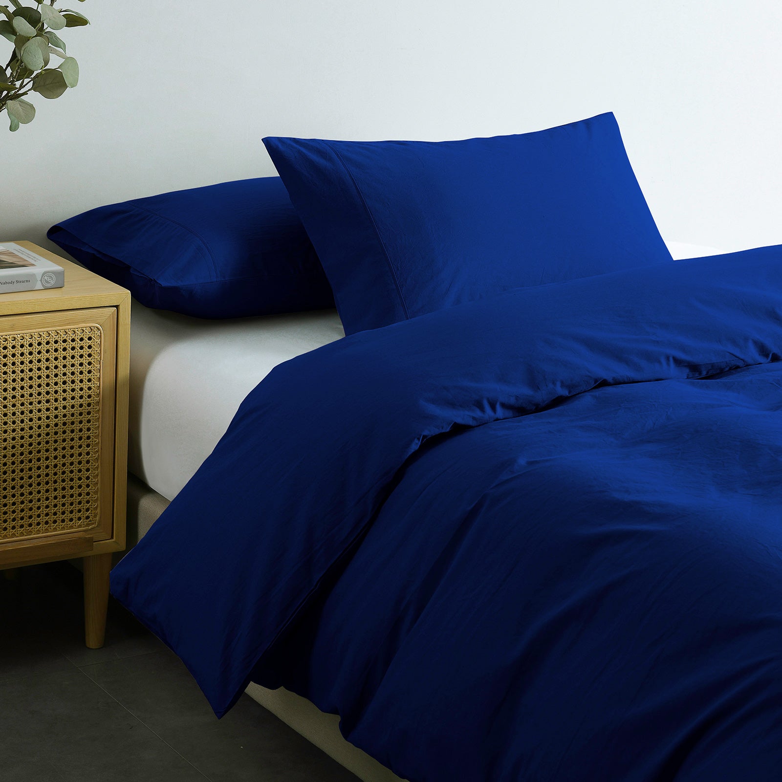 Royal Comfort Vintage Washed 100% Cotton Quilt Cover Set Bedding Ultra Soft - Double - Royal Blue-Home &amp; Garden &gt; Bedding-PEROZ Accessories