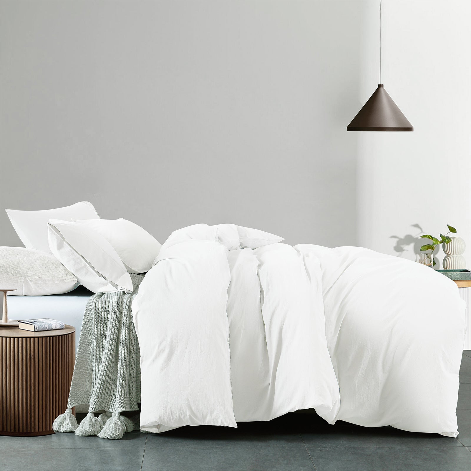 Royal Comfort Vintage Washed 100% Cotton Quilt Cover Set Bedding Ultra Soft - Queen - White-Home &amp; Garden &gt; Bedding-PEROZ Accessories