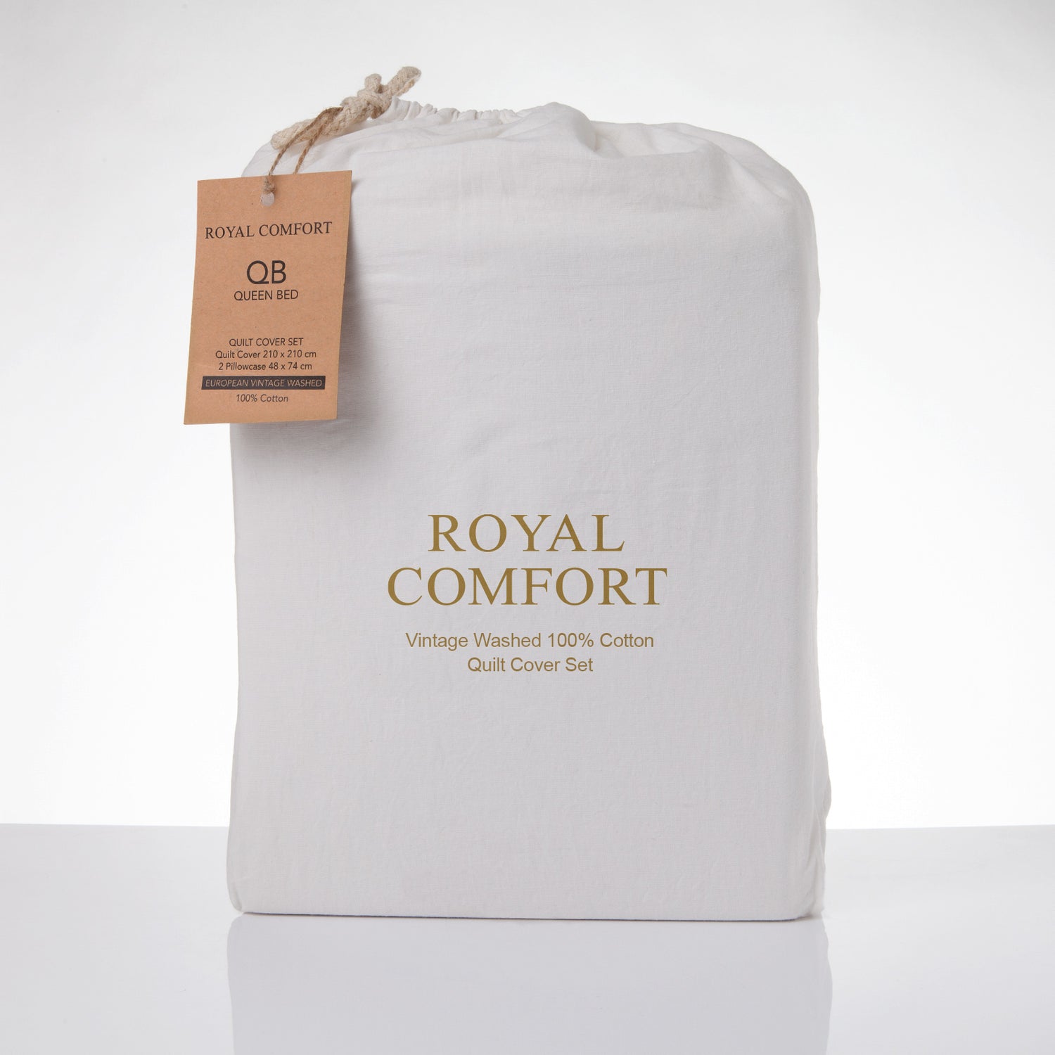 Royal Comfort Vintage Washed 100% Cotton Quilt Cover Set Bedding Ultra Soft - Queen - White-Home &amp; Garden &gt; Bedding-PEROZ Accessories