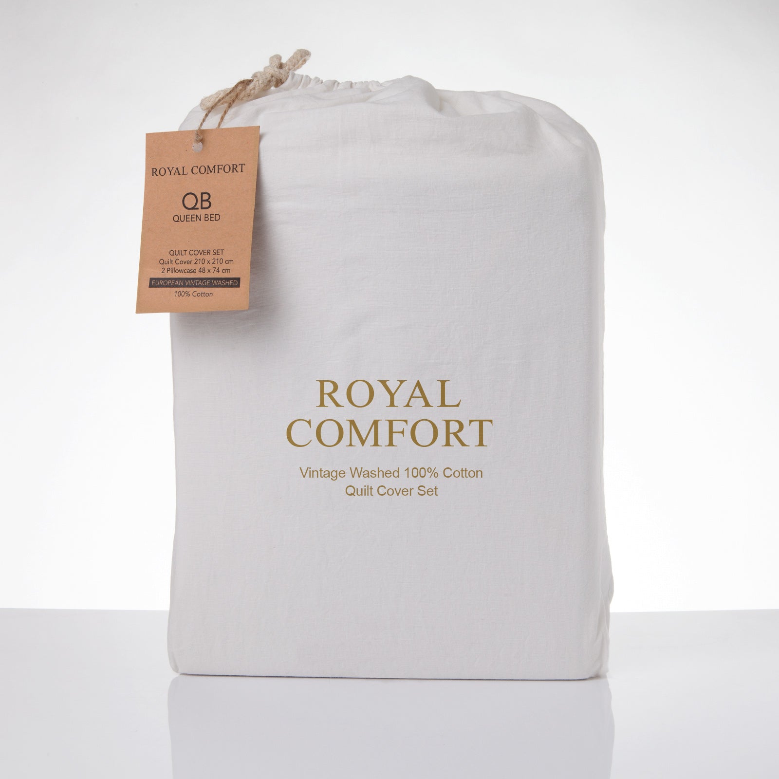 Royal Comfort Vintage Washed 100% Cotton Quilt Cover Set Bedding Ultra Soft - Queen - White-Home &amp; Garden &gt; Bedding-PEROZ Accessories