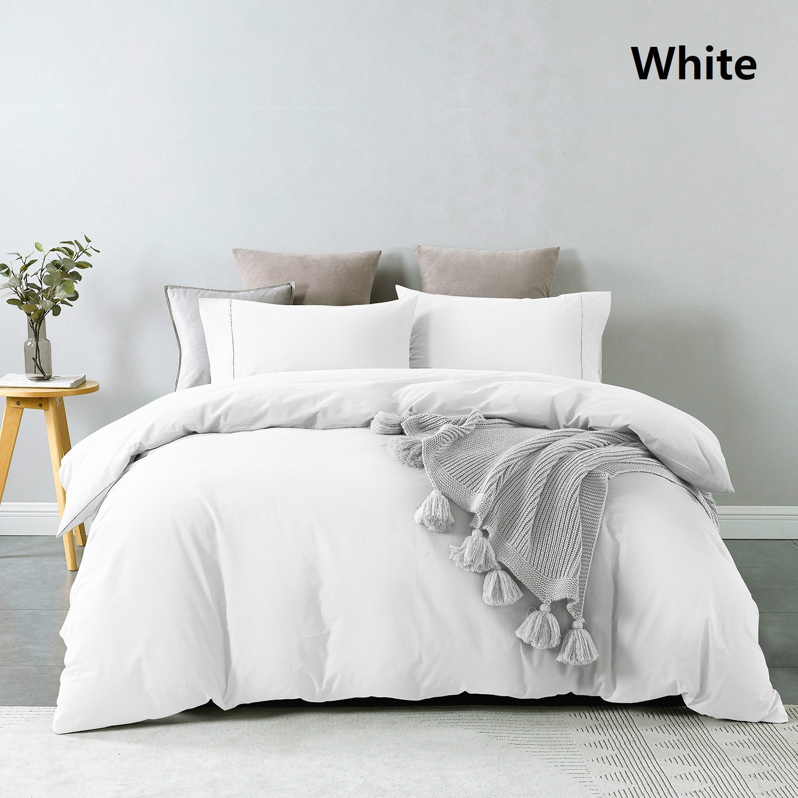 Royal Comfort Vintage Washed 100% Cotton Quilt Cover Set Bedding Ultra Soft - Queen - White-Home &amp; Garden &gt; Bedding-PEROZ Accessories