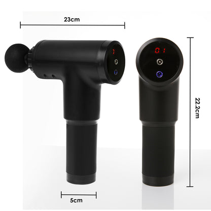 FitSmart LCD Display 6 Level Vibration Therapy Device Massage Gun Black-Massagers-PEROZ Accessories