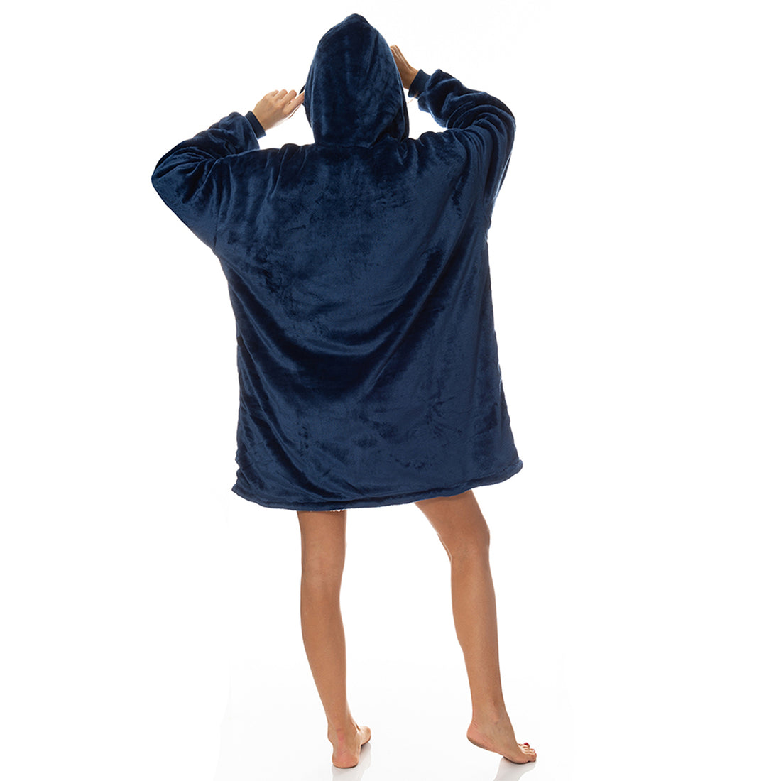 Royal Comfort Snug Hoodie Nightwear Super Soft Reversible Coral Fleece 750GSM - Navy-Occasions &gt; Costumes-PEROZ Accessories