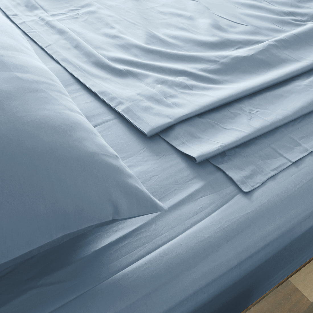 Royal Comfort 1000 Thread Count Bamboo Cotton Sheet and Quilt Cover Complete Set - King - Blue Fog-Bed Sheets-PEROZ Accessories