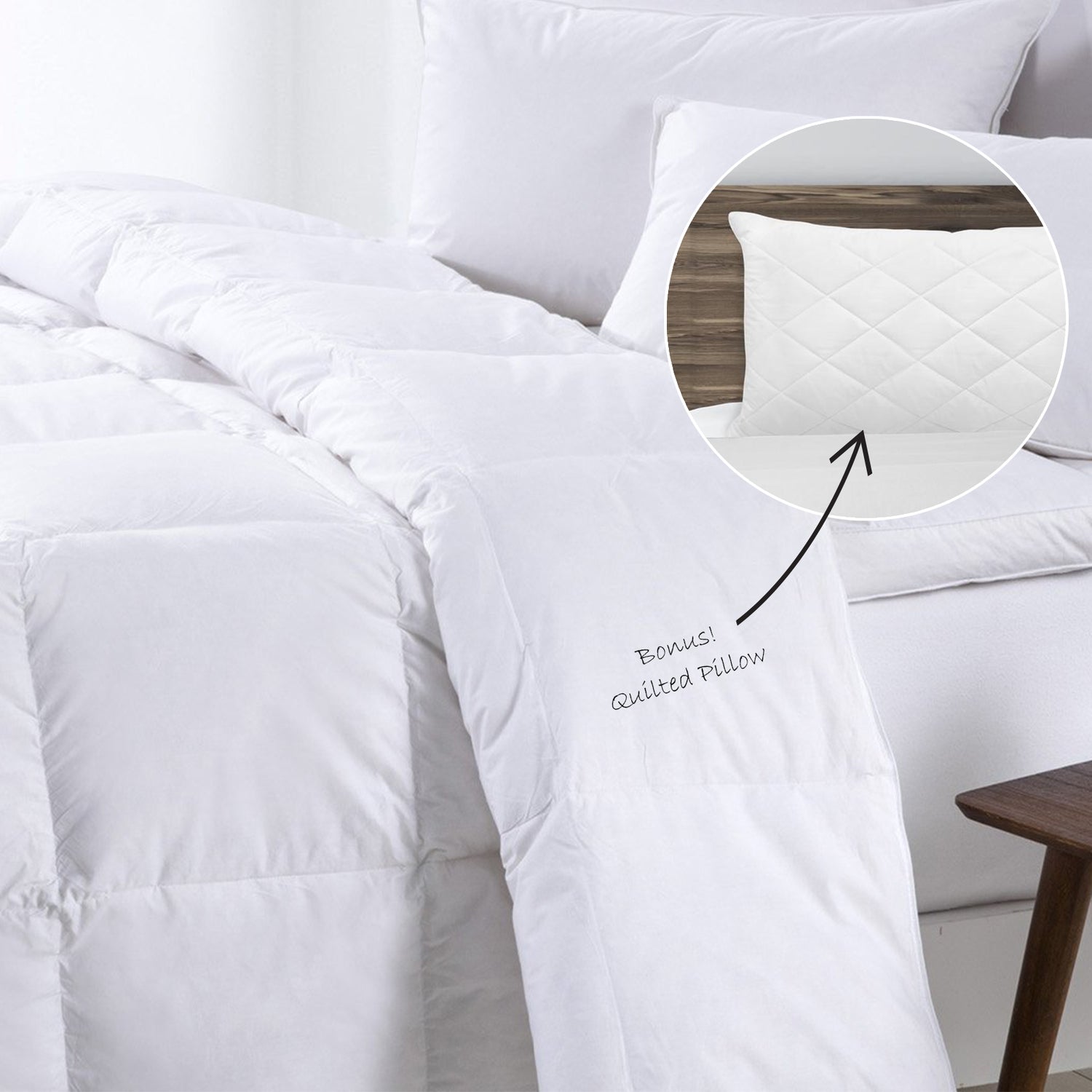 Royal Comfort 500GSM Goose Feather Down Quilt And Bamboo Quilted Pillow Set - Queen - White-Home &amp; Garden &gt; Bedding-PEROZ Accessories