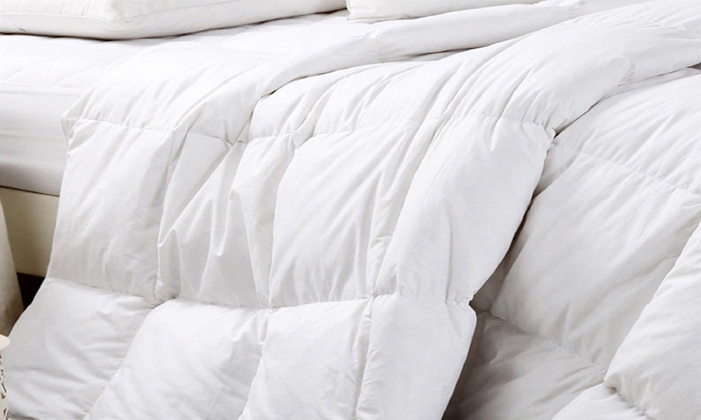 Royal Comfort 500GSM Goose Feather Down Quilt And Bamboo Quilted Pillow Set - Queen - White-Home &amp; Garden &gt; Bedding-PEROZ Accessories