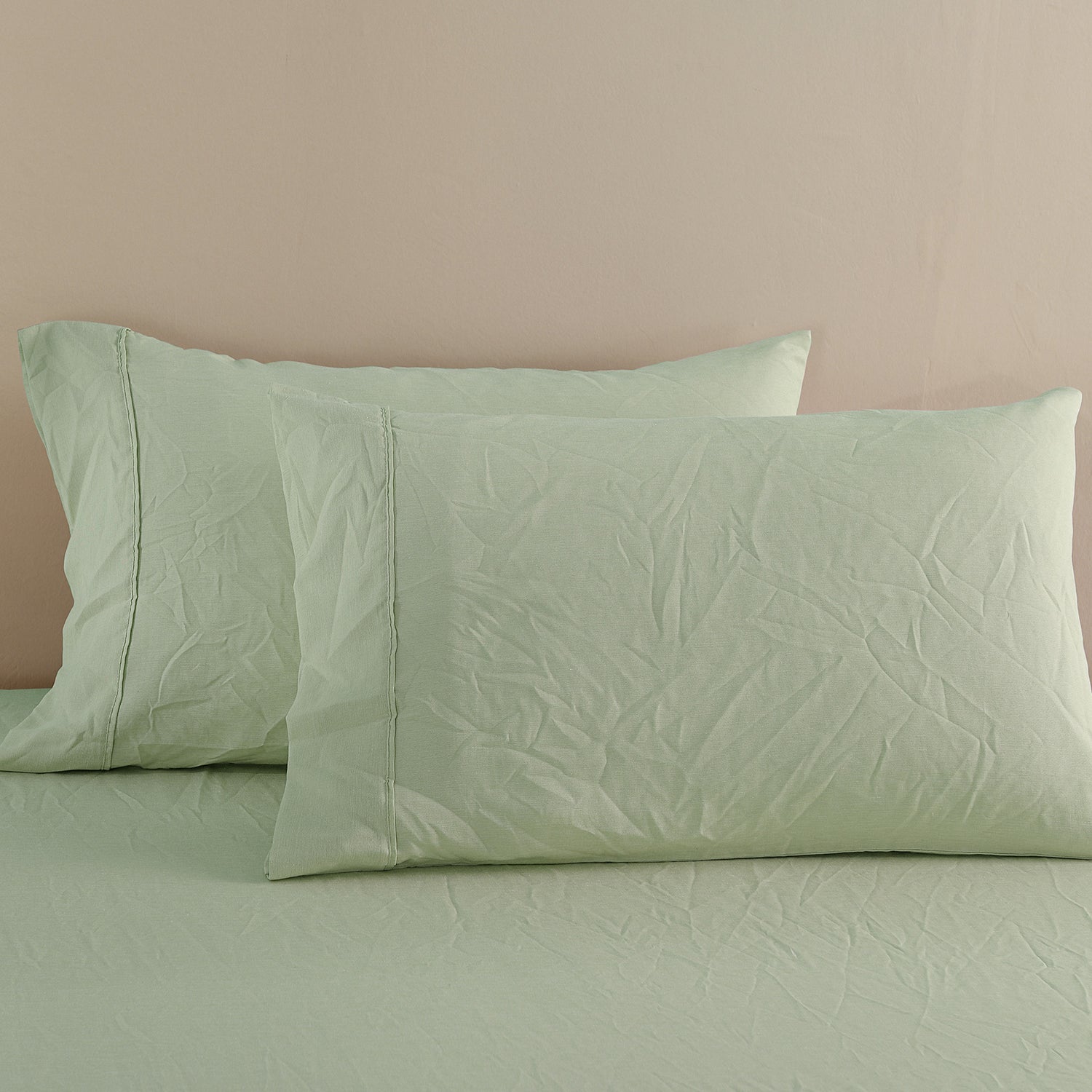 Royal Comfort Flax Linen Blend Sheet Set Bedding Luxury Breathable Ultra Soft - Queen - Sage Green-Home &amp; Garden &gt; Bedding-PEROZ Accessories