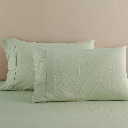 Royal Comfort Flax Linen Blend Sheet Set Bedding Luxury Breathable Ultra Soft - Queen - Sage Green-Home &amp; Garden &gt; Bedding-PEROZ Accessories