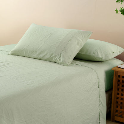 Royal Comfort Flax Linen Blend Sheet Set Bedding Luxury Breathable Ultra Soft - Queen - Sage Green-Home &amp; Garden &gt; Bedding-PEROZ Accessories