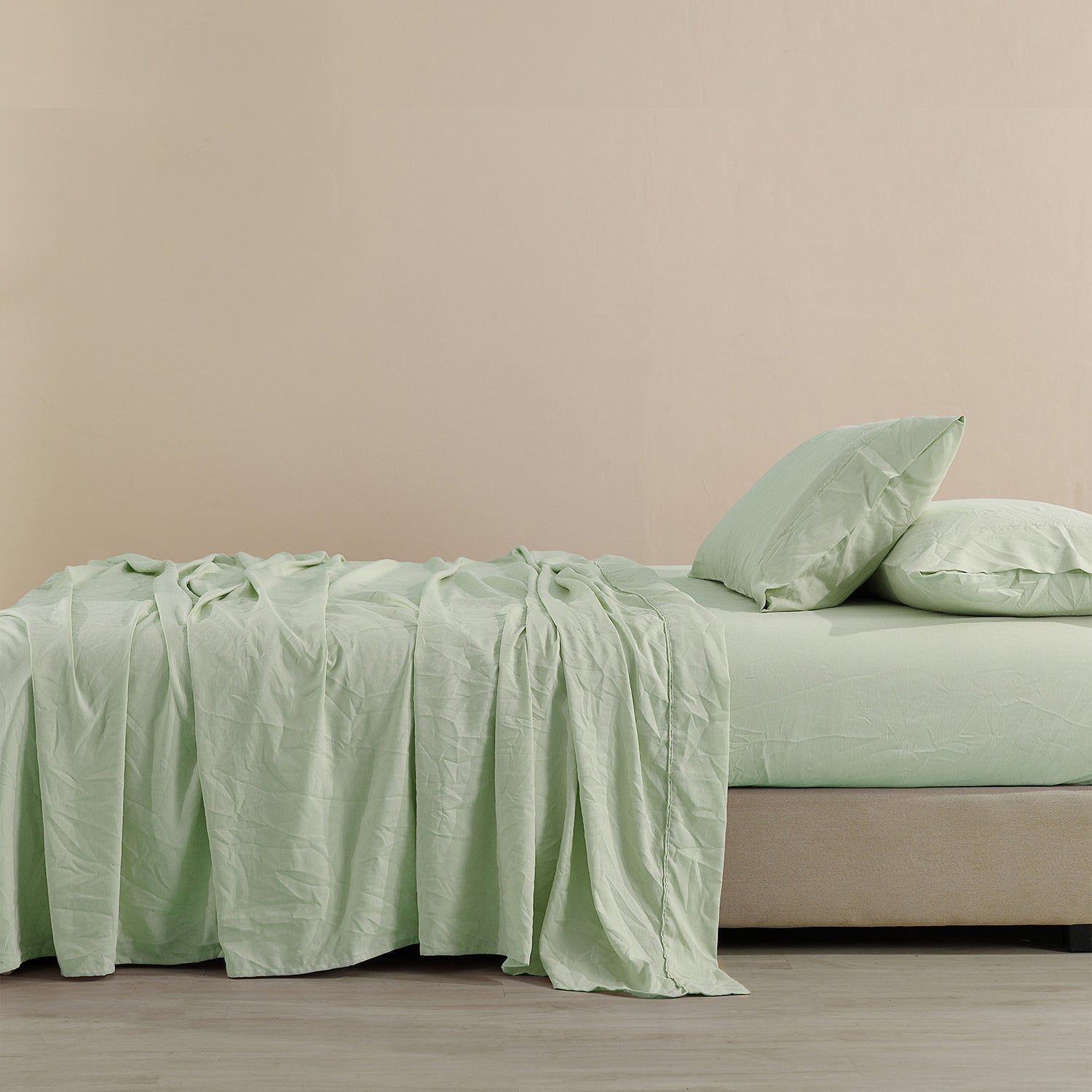 Royal Comfort Flax Linen Blend Sheet Set Bedding Luxury Breathable Ultra Soft - Queen - Sage Green-Home &amp; Garden &gt; Bedding-PEROZ Accessories