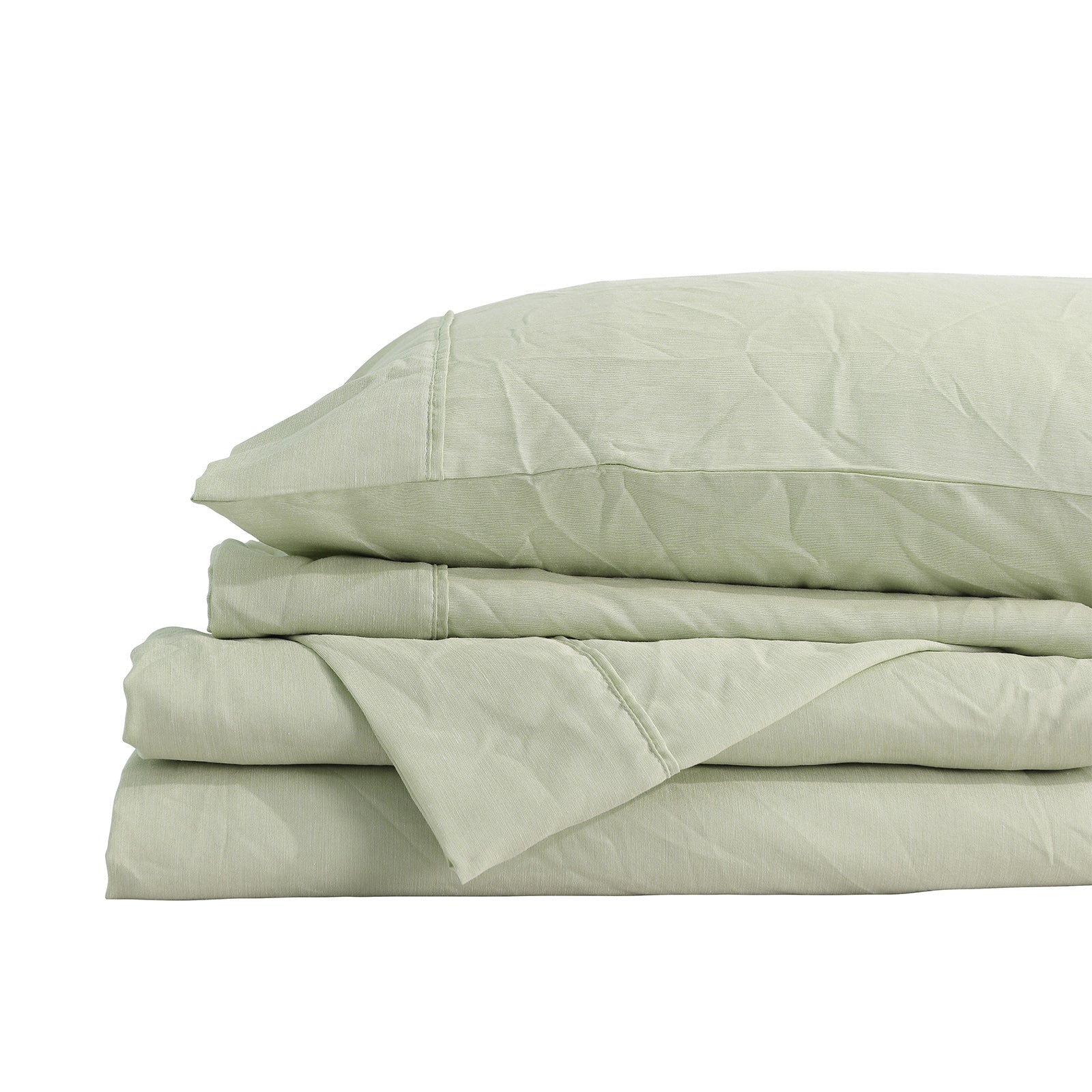 Royal Comfort Flax Linen Blend Sheet Set Bedding Luxury Breathable Ultra Soft - Queen - Sage Green-Home &amp; Garden &gt; Bedding-PEROZ Accessories