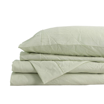 Royal Comfort Flax Linen Blend Sheet Set Bedding Luxury Breathable Ultra Soft - Queen - Sage Green-Home &amp; Garden &gt; Bedding-PEROZ Accessories