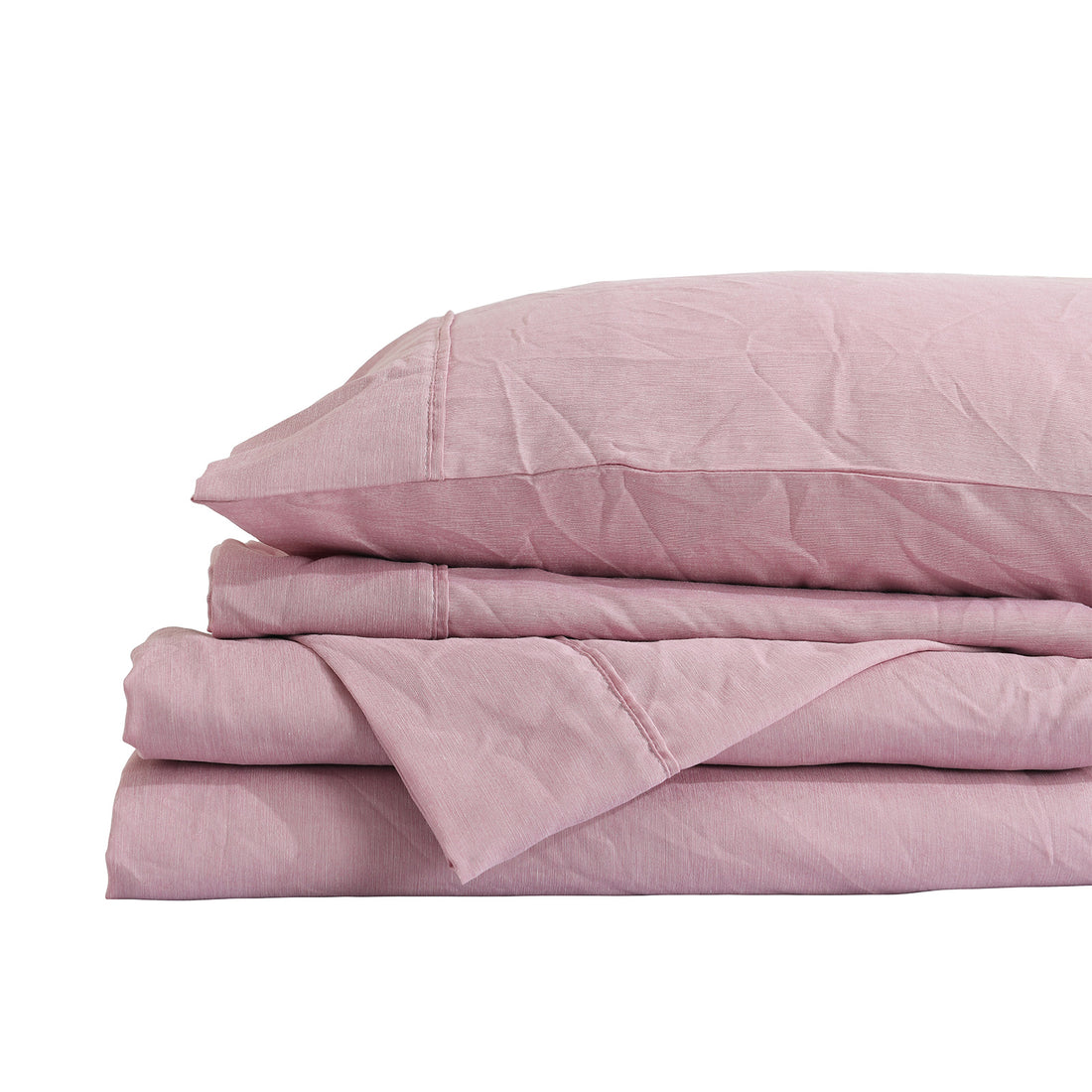 Royal Comfort Flax Linen Blend Sheet Set Bedding Luxury Breathable Ultra Soft - Queen - Mauve-Home &amp; Garden &gt; Bedding-PEROZ Accessories