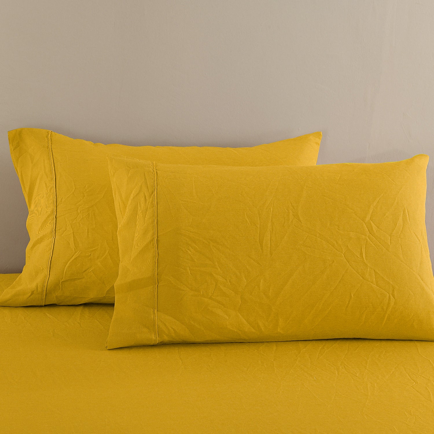 Royal Comfort Flax Linen Blend Sheet Set Bedding Luxury Breathable Ultra Soft - King - Mustard Gold-Home &amp; Garden &gt; Bedding-PEROZ Accessories