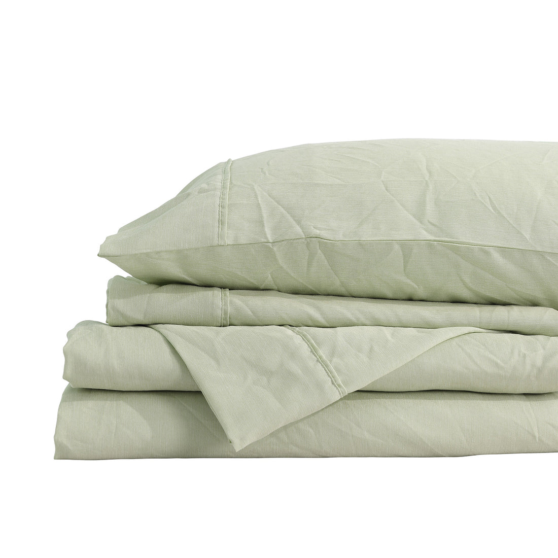 Royal Comfort Flax Linen Blend Sheet Set Bedding Luxury Breathable Ultra Soft - King - Sage Green-Home & Garden > Bedding-PEROZ Accessories