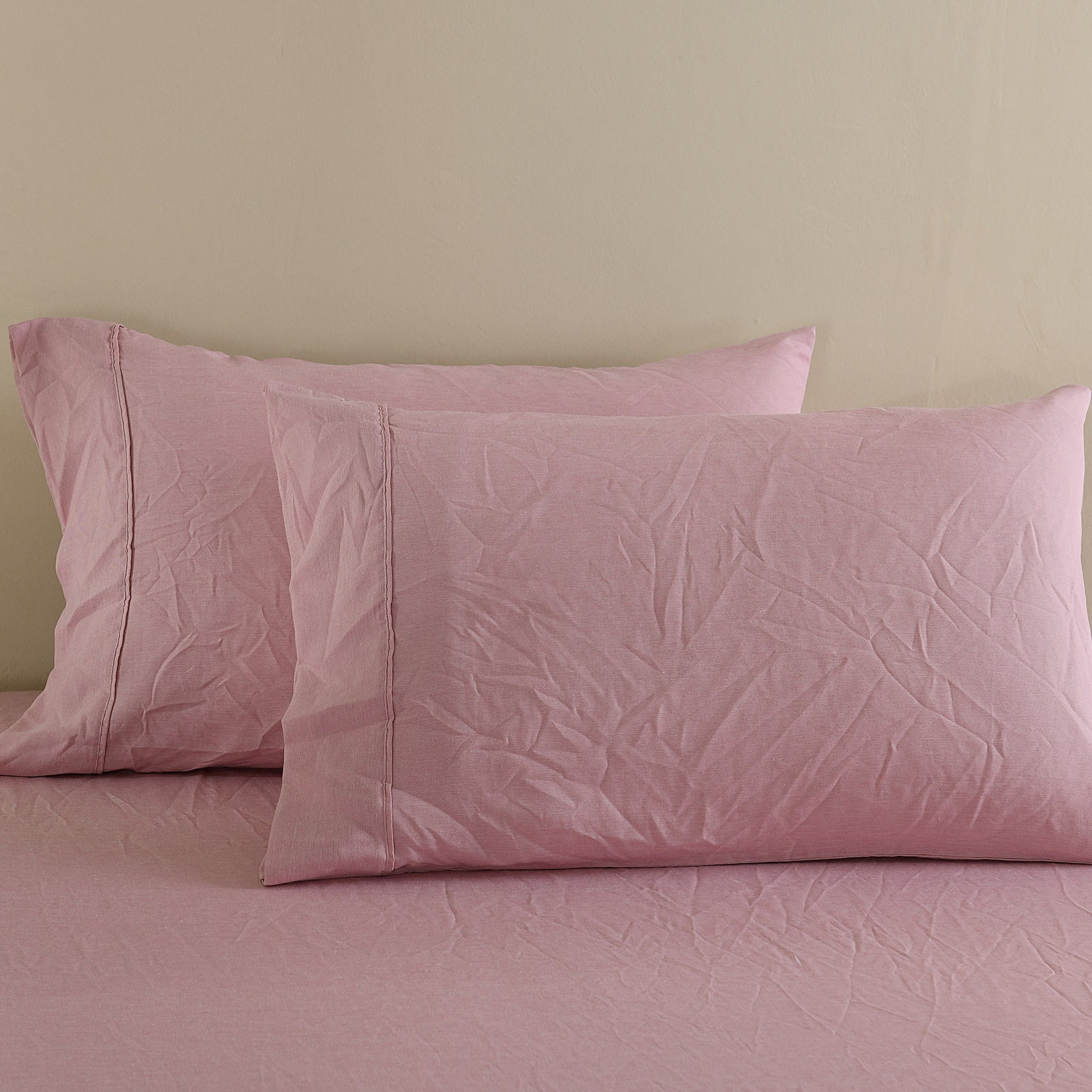 Royal Comfort Flax Linen Blend Sheet Set Bedding Luxury Breathable Ultra Soft - King - Mauve-Home &amp; Garden &gt; Bedding-PEROZ Accessories