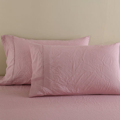 Royal Comfort Flax Linen Blend Sheet Set Bedding Luxury Breathable Ultra Soft - King - Mauve-Home &amp; Garden &gt; Bedding-PEROZ Accessories