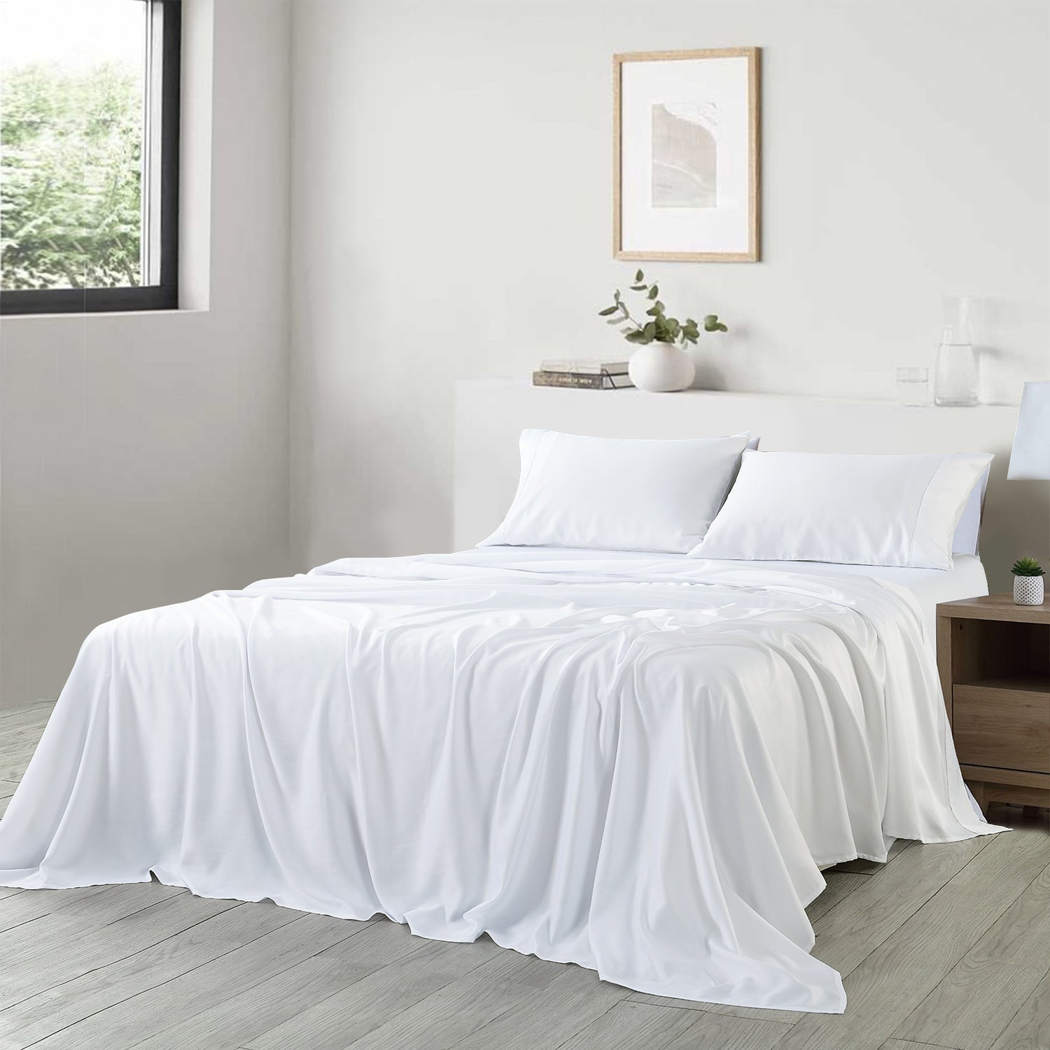 Royal Comfort 600 Thread Count Cooling Ultra Soft Tencel Eucalyptus Sheet Set - King - White-Home &amp; Garden &gt; Bedding-PEROZ Accessories
