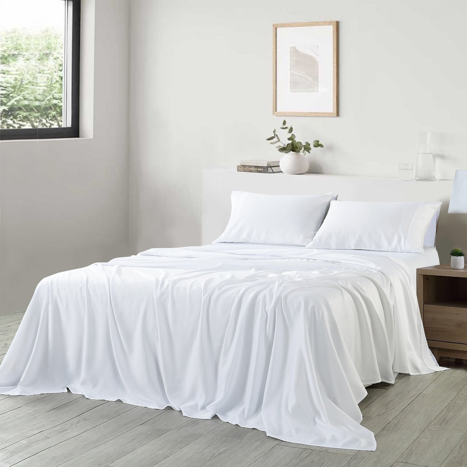 Royal Comfort 600 Thread Count Cooling Ultra Soft Tencel Eucalyptus Sheet Set - King - White-Home &amp; Garden &gt; Bedding-PEROZ Accessories