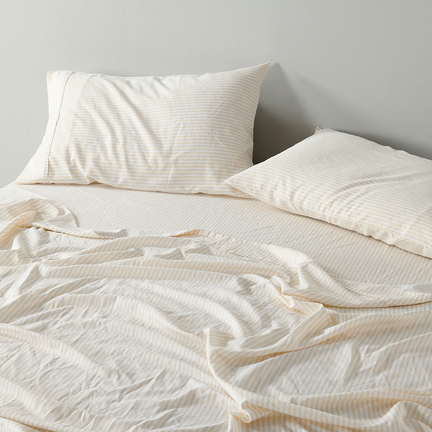 Royal Comfort Stripes Linen Blend Sheet Set Bedding Luxury Breathable Ultra Soft - Queen - Beige-Home &amp; Garden &gt; Bedding-PEROZ Accessories