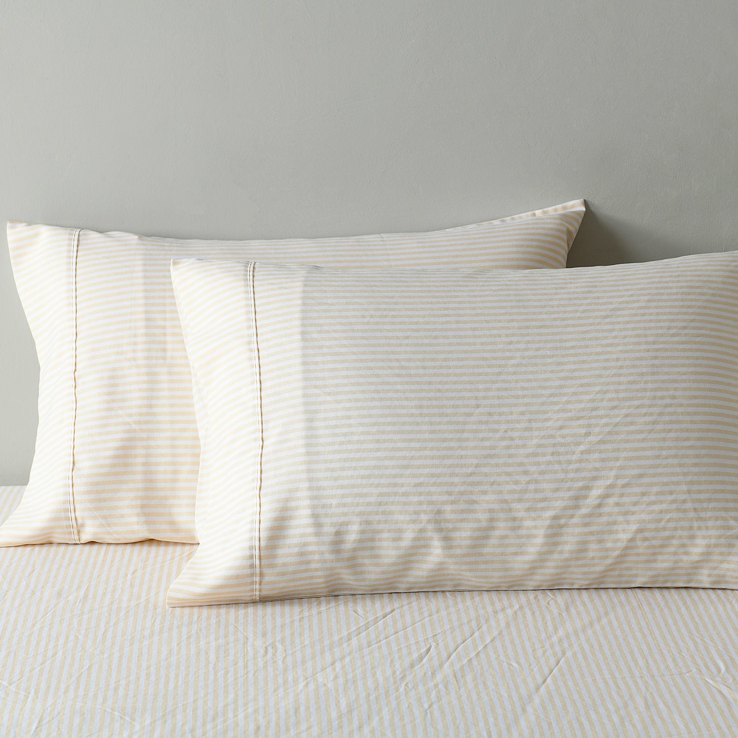 Royal Comfort Stripes Linen Blend Sheet Set Bedding Luxury Breathable Ultra Soft - Queen - Beige-Home &amp; Garden &gt; Bedding-PEROZ Accessories