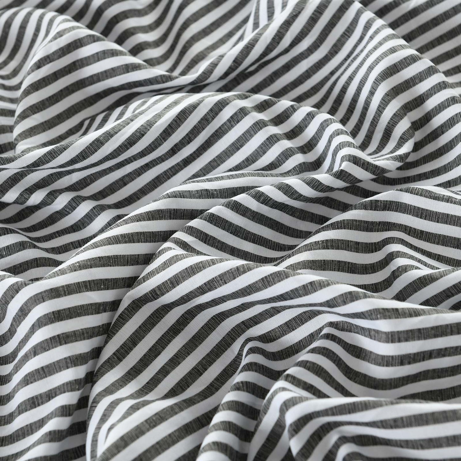 Royal Comfort Stripes Linen Blend Sheet Set Bedding Luxury Breathable Ultra Soft - Queen - Charcoal-Home &amp; Garden &gt; Bedding-PEROZ Accessories