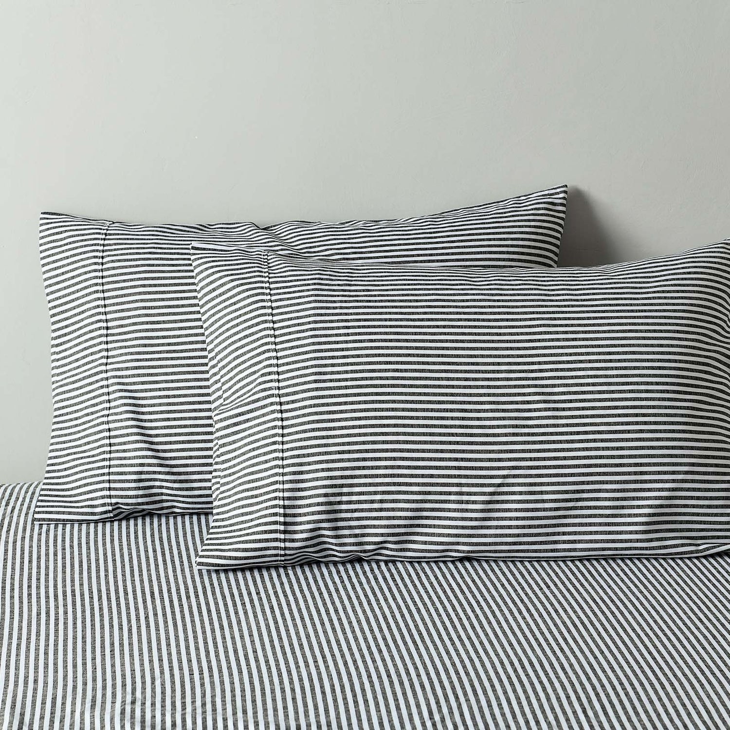 Royal Comfort Stripes Linen Blend Sheet Set Bedding Luxury Breathable Ultra Soft - Queen - Charcoal-Home &amp; Garden &gt; Bedding-PEROZ Accessories