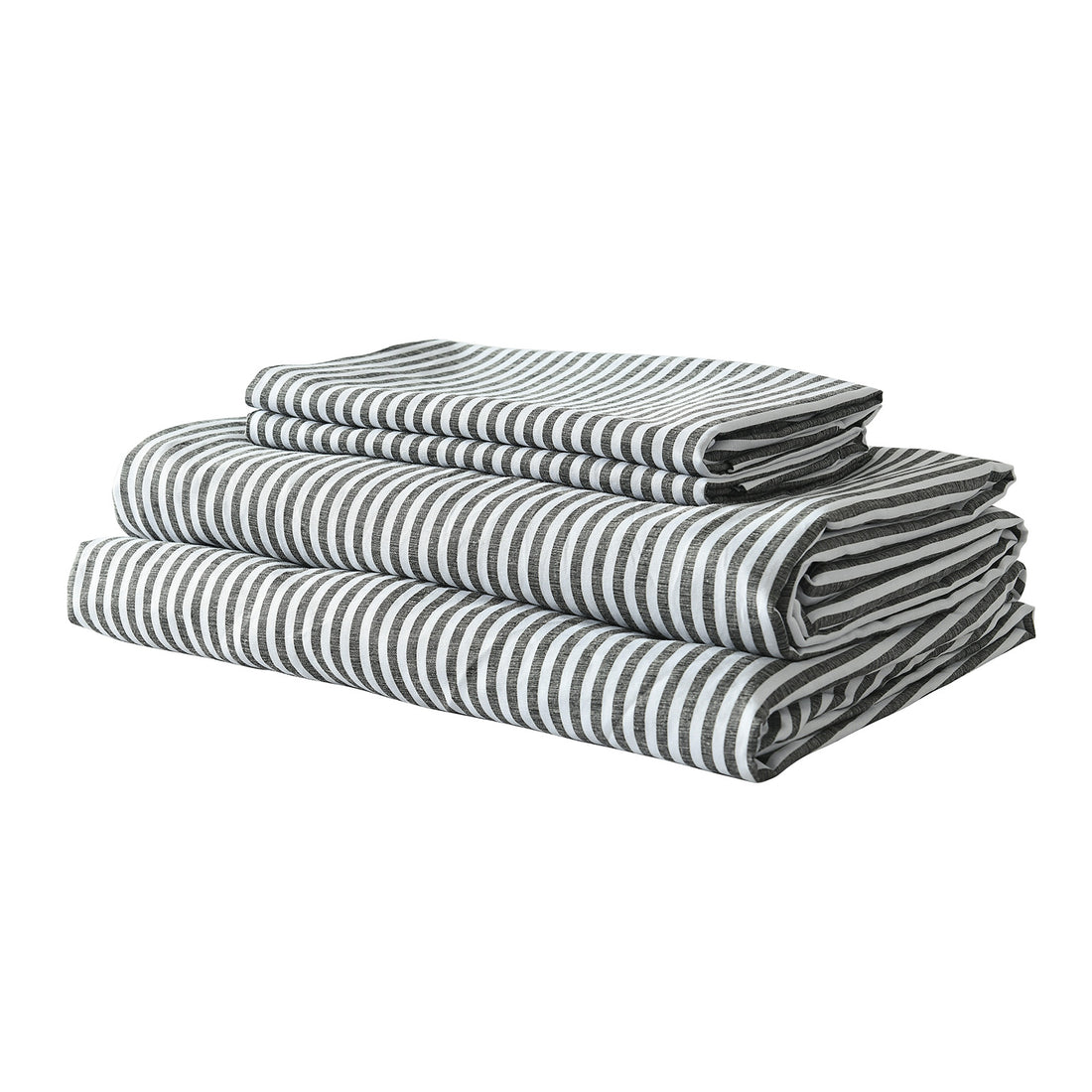 Royal Comfort Stripes Linen Blend Sheet Set Bedding Luxury Breathable Ultra Soft - Queen - Charcoal-Home & Garden > Bedding-PEROZ Accessories