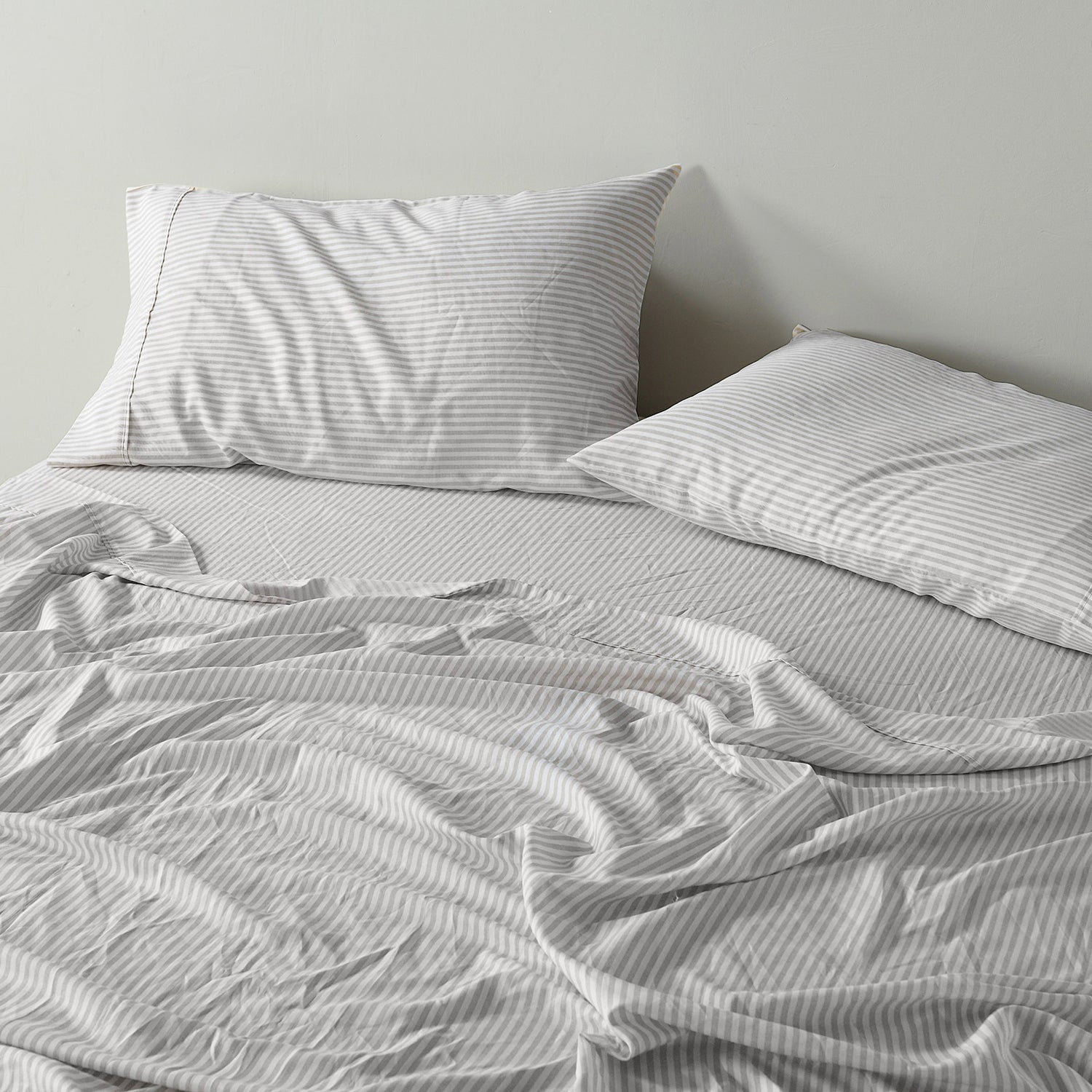 Royal Comfort Stripes Linen Blend Sheet Set Bedding Luxury Breathable Ultra Soft - Queen - Grey-Home &amp; Garden &gt; Bedding-PEROZ Accessories