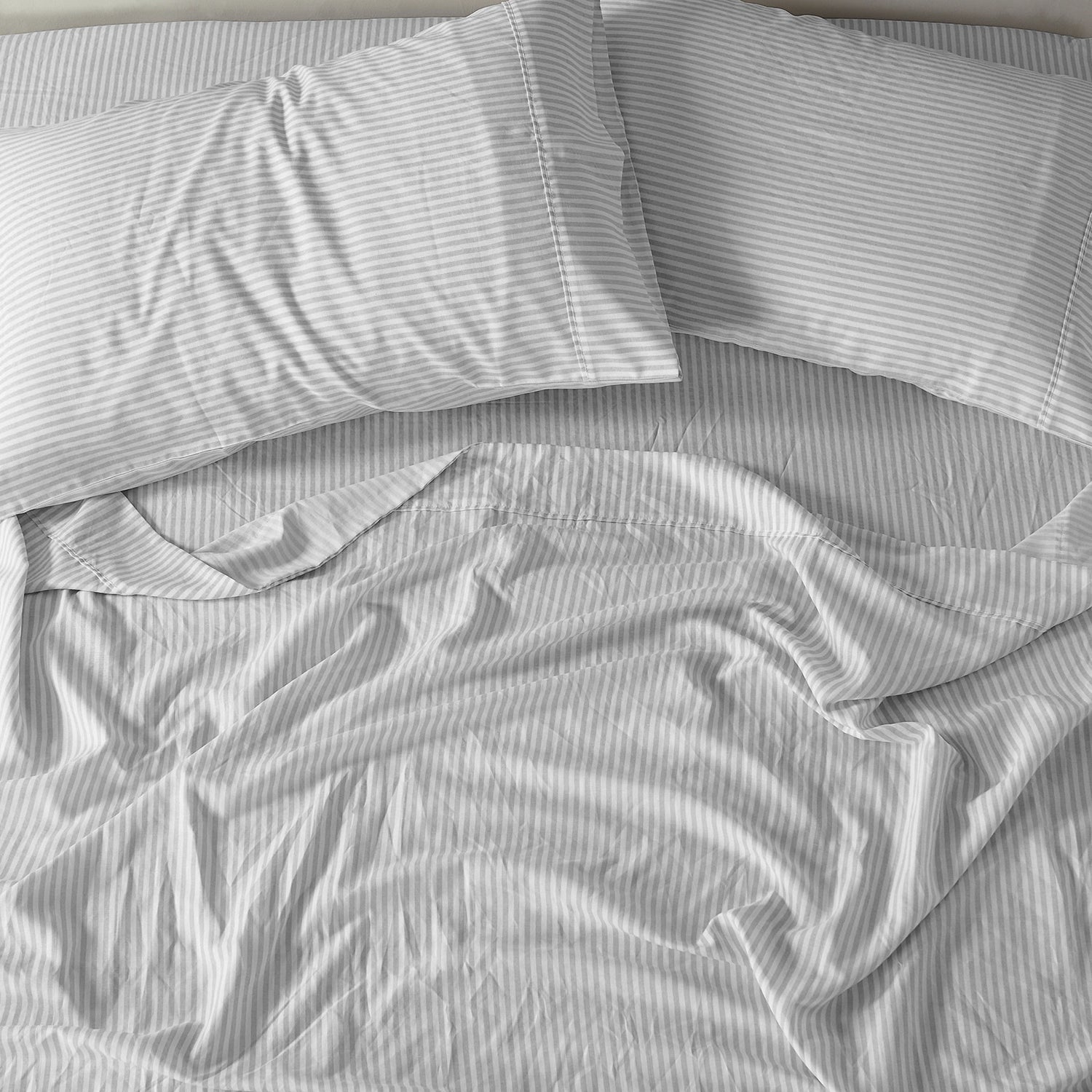 Royal Comfort Stripes Linen Blend Sheet Set Bedding Luxury Breathable Ultra Soft - Queen - Grey-Home &amp; Garden &gt; Bedding-PEROZ Accessories